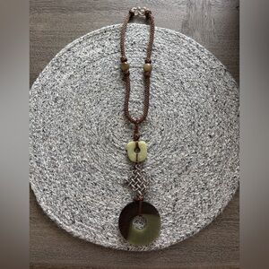 Contemporary Jade and Sterling Silver Pendant Necklace